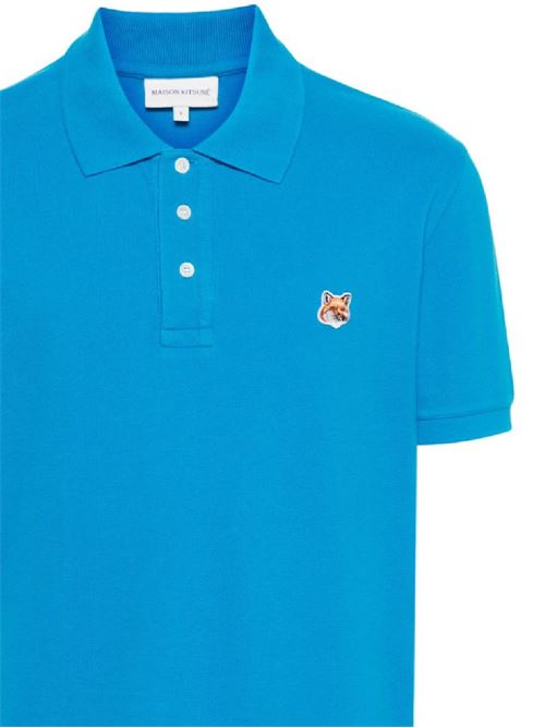 Polo in piqué di cotone blu azzurro Maison Kitsuné | LM00208KJ7002P451